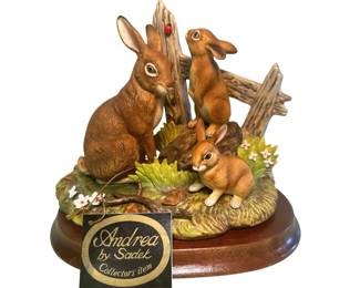 	 Andrea by Sadek porcelain rabbit family figurine