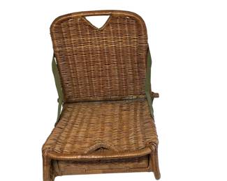 Wicker folding picnic basket and beach/canoe chair