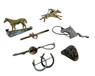 Sterling Equestrian-theme pins/accessories