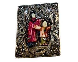Antique Chinese Export silver filigree brooch