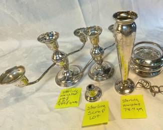 Weighted sterling silver tableware pieces