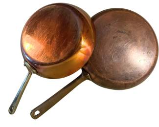 Vintage Copper Saucepan Set, Two Pieces