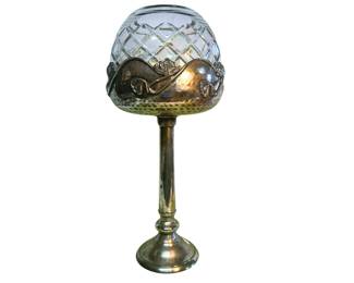 	 Art Nouveau style silver-plated candlestick hurricane