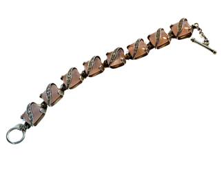 	 Vintage heavy sterling rose quartz bracelet