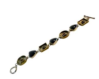 Modernist artisan designer link sterling bracelet