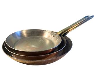 Vintage French-style copper saut/frying pans (3)