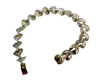 Vintage sterling silver filigree link bracelet