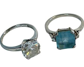 	 Two vintage sterling silver cocktail rings