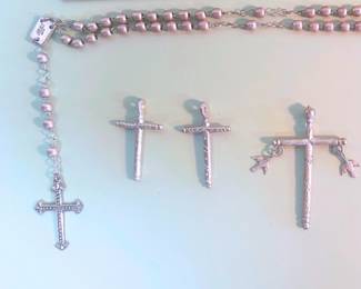Sterling Silver Rosary & Crosses