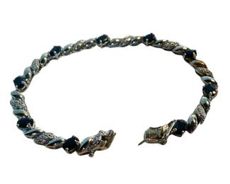 	 Sterling twisted-link gemstone tennis bracelet