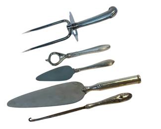 Five Silver Handled Serving Pieces