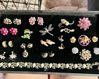 Vintage pins and earrings