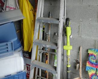 Ladder, garage items.