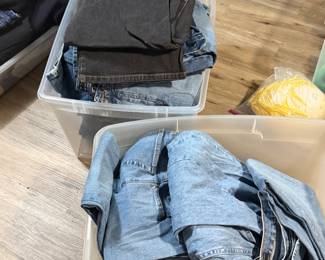 Bins of Jeans all sizes and brands