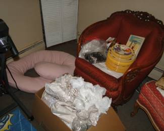 Victorian style chair, U shaped pillow