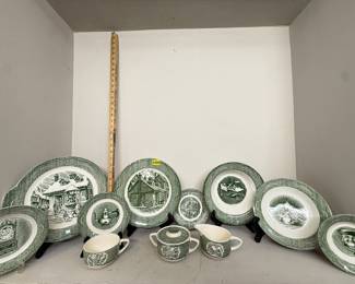 green and white china set