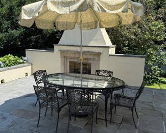 Outdoor Vintage Signed Brown Jordan Patio Dining Table & 6 Chairs