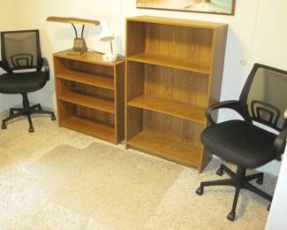 Desk Chairs, Book Shelves, Vintage MCM Dazor Industrial Double Goose neck Desk Lamp