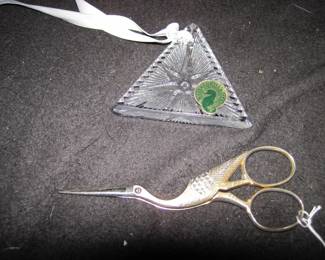 Vintage German Stork Scissors / Waterford Crystal 