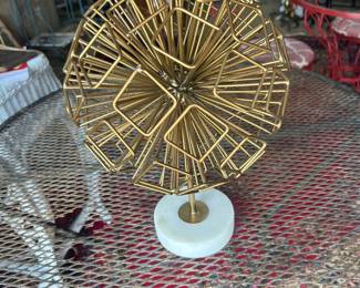 Decorative brass geodesic globe