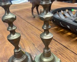 Beehive brass candlesticks 