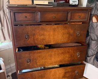 Cherry Bachelor Chest with Figured Cherry Veneer & Brass Bail Pulls
