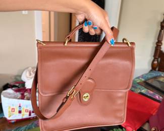 Coach British Tan Glove-Tanned Leather Turn-Lock Shoulder Bag
