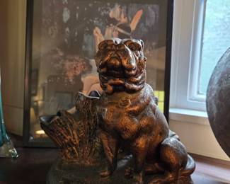 Bronze Finish Bulldog Cast Desk Organizer