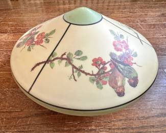 Reverse Painted Glass Bird & Blossom Hanging Ceiling Light Shade