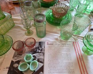 Green Depression, Vaseline Glass, Tumblers, Plates and More