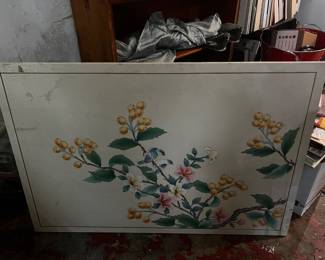 Hand-Painted Chinoiserie Bird & Blossom Wall Panel