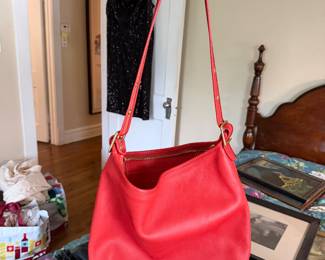 Vintage Coach Red Glove-Tanned Leather Hobo Shoulder Bag Style 17993