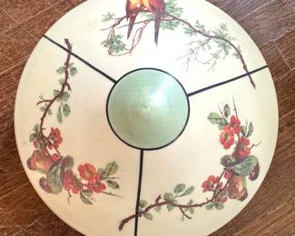 Reverse Painted Glass Bird & Blossom Hanging Ceiling Light Shade