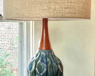Contemporary Mid-Century Modern Style Blue-Green Ceramic Table Lamp