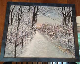 Gilbert, Original Signed Winter Landscape Oil Painting (2002)