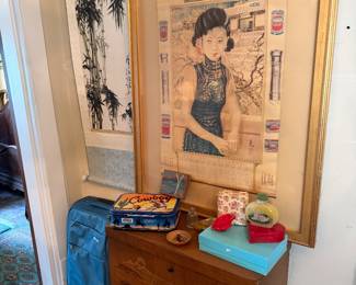 Original Chinese Everyday battery Advertising Calendar Poster in Gold Frame