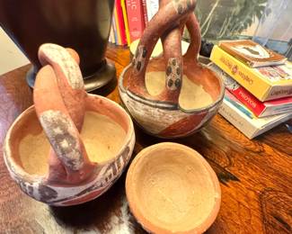 Southwestern Studio Pottery Wedding Basket Sculptures
