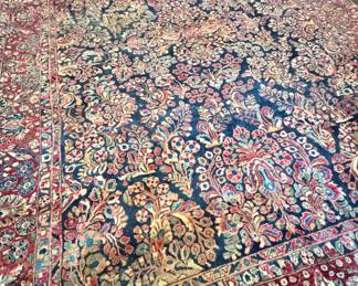 Navy Floral Garden Design 9 x 12, Persian Kerman Style Area Rug