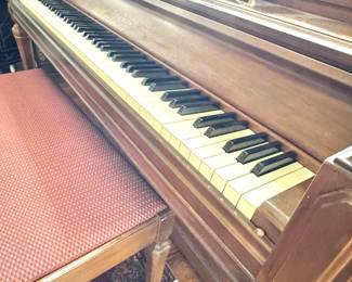Chickering Walnut Upright Piano with Matching Bench