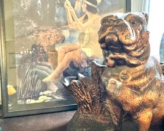 Bronze Finish Bulldog Cast Desk Organizer