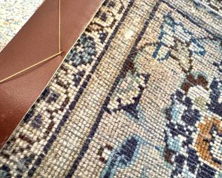 Hand-Knotted Persian Style Wool Area Rug, Blue & Ivory Floral Medallion Design, $450
