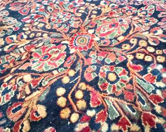 Navy Floral Garden Design 9 x 12, Persian Kerman Style Area Rug
