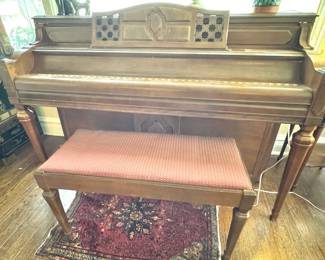 Chickering Walnut Upright Piano with Matching Bench