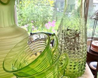Green Depression, Vaseline Glass, Tumblers, Plates and More