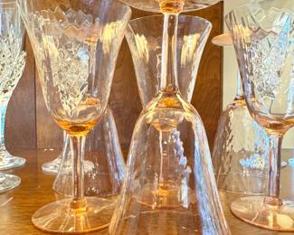 Pink Depression Style Stemware Goblets