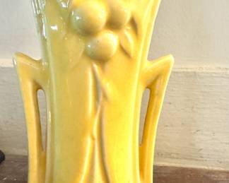 Art Pottery Relief Vase with Open Handles