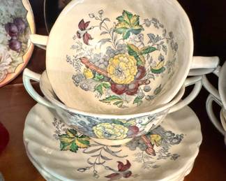 Royal Doulton The Kirkwood English Transferware Cream Soup Bowls & Plates, 8-Piece Set