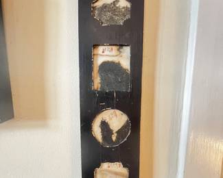Asian Decorative Wall Panel with Ceramic Landscape Insets, 22 x 5
