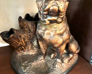 Bronze Finish Bulldog Cast Desk Organizer