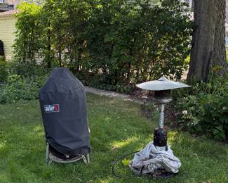Weber Original Kettle Charcoal Grill with Weber Cover, Outdoor BBQ Grill, Stainless Steel Outdoor Propane Patio Heater, Commercial Mushroom Style